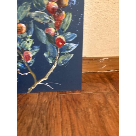 Hand-Painted Botanical Art Canvas Board impressionist 10.5x16" blue green READ - Picture 2 of 9